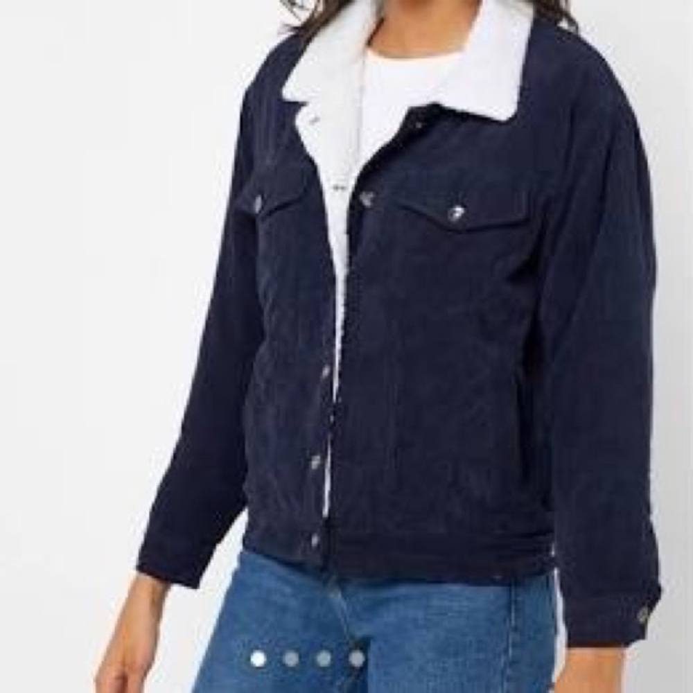 John Galt navy corduroy fuzzy jacket